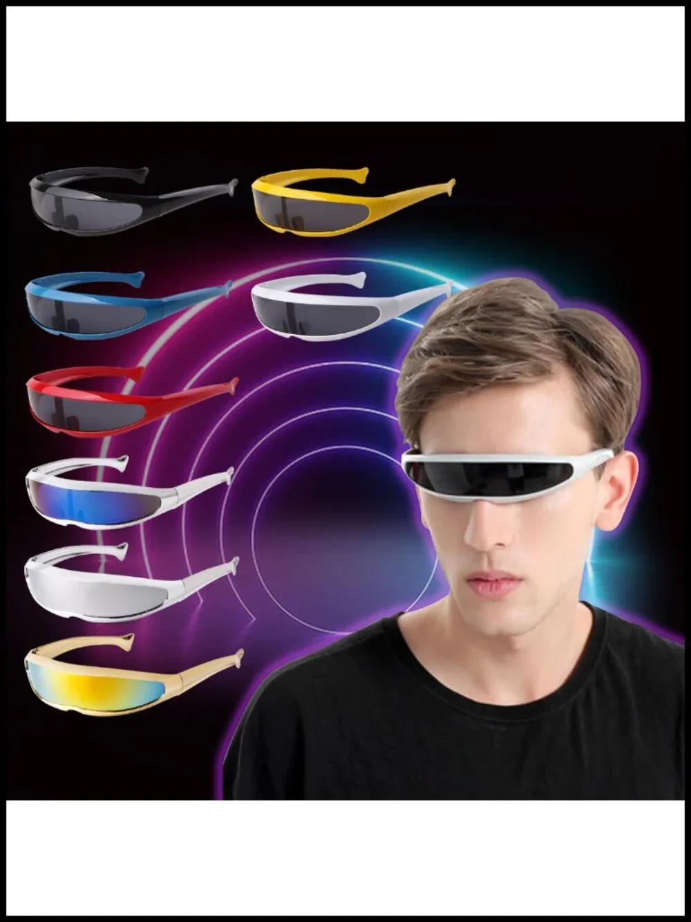 Futuristic Narrow Sunglasses Robot Space Rave Party Cosplay Cyberpunk Visor